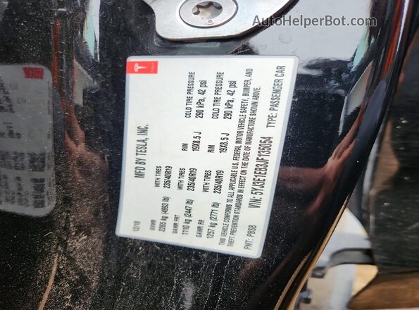 5YJ3E1EB3JF135054 2018 TESLA MODEL Black Вид наклейки з VIN-кодом
