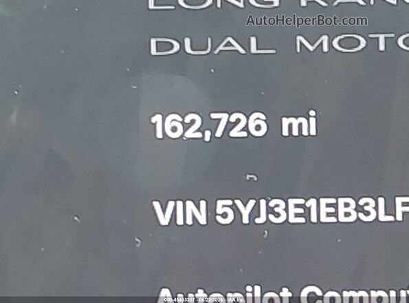 5YJ3E1EB3LF667357 2020 TESLA MODEL 3 White 