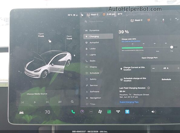 5YJ3E1EB3LF667357 2020 TESLA MODEL 3 White 