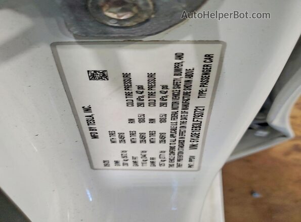 5YJ3E1EB3LF793721 2020 TESLA MODEL Белый Вид наклейки с VIN-кодом