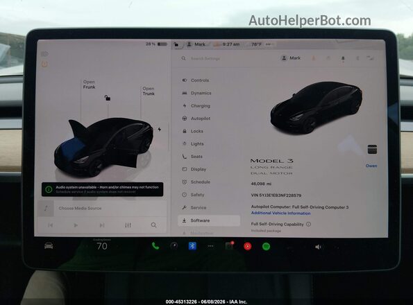 5YJ3E1EB3NF228579 2022 TESLA MODEL 3 Черный Вид задних сидений