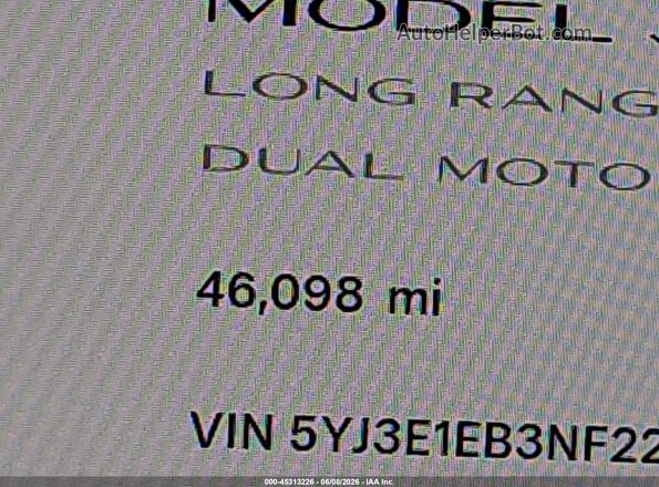 5YJ3E1EB3NF228579 2022 TESLA MODEL 3 Черный Вид задней части салона