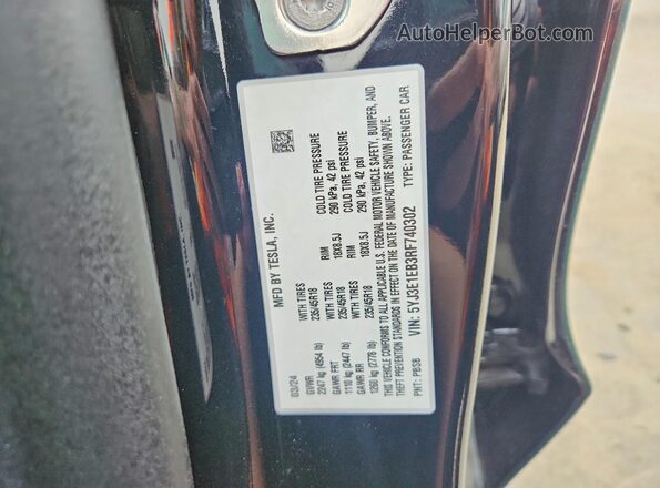 5YJ3E1EB3RF740302 2024 TESLA MODEL Зеленый Вид подкапотного пространства