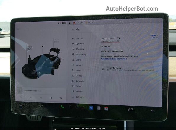 5YJ3E1EB4KF425563 2019 TESLA MODEL 3 Gray 