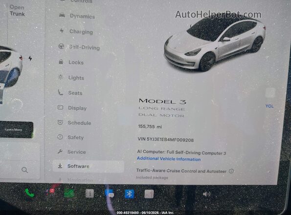 5YJ3E1EB4MF009208 2021 TESLA MODEL 3 White Rear seats view