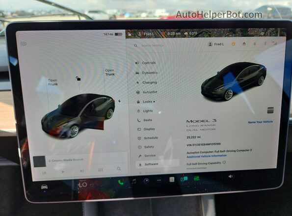 5YJ3E1EB4MF015199 2021 TESLA MODEL Серый Вид щитка приборов