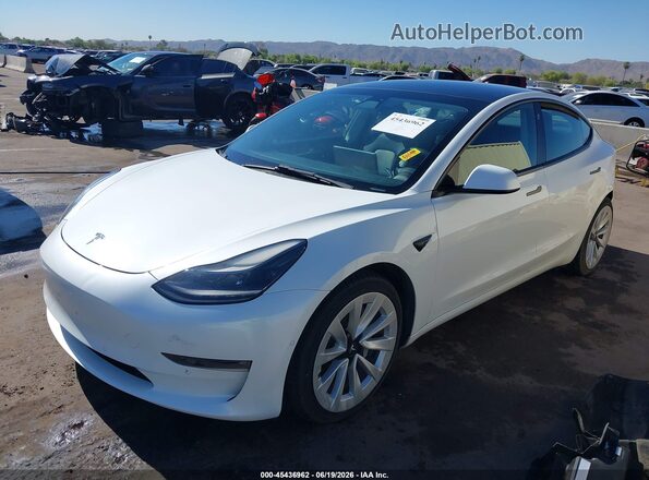 5YJ3E1EB4NF187024 2022 TESLA MODEL 3 White Առջևի ձախ երեք քառորդ տեսարան