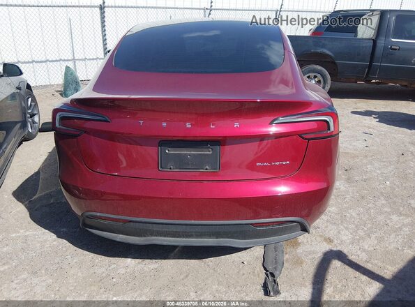5YJ3E1EB4SF021811 2025 TESLA MODEL 3 Red Սալոնի 360 աստիճան տեսք