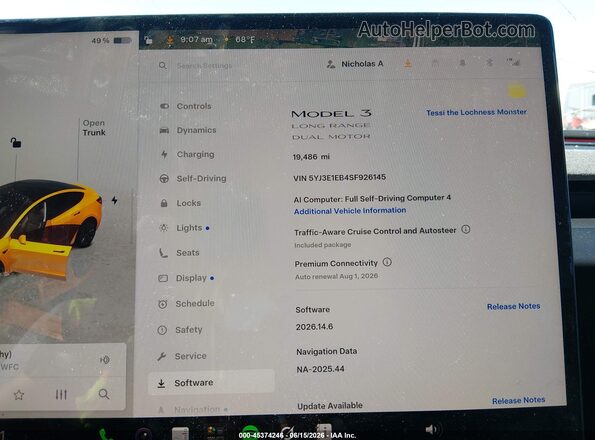5YJ3E1EB4SF926145 2025 TESLA MODEL 3 Gray Vista de los asientos traseros