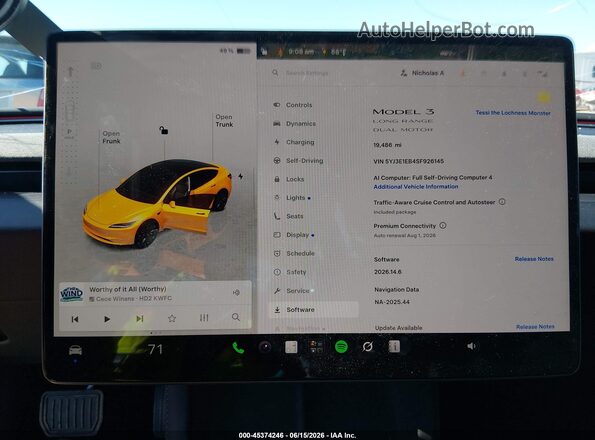 5YJ3E1EB4SF926145 2025 TESLA MODEL 3 Gray 