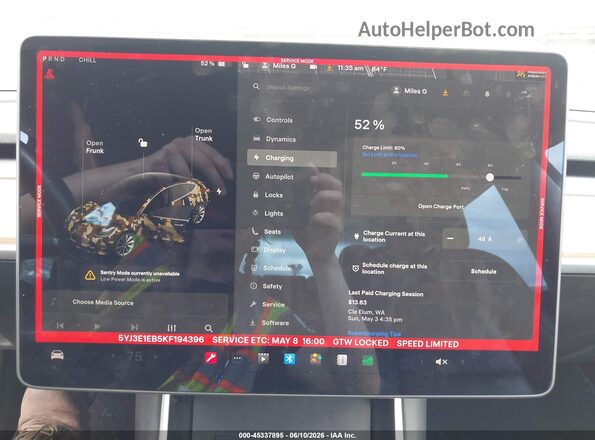 5YJ3E1EB5KF194396 2019 TESLA MODEL 3 Black 
