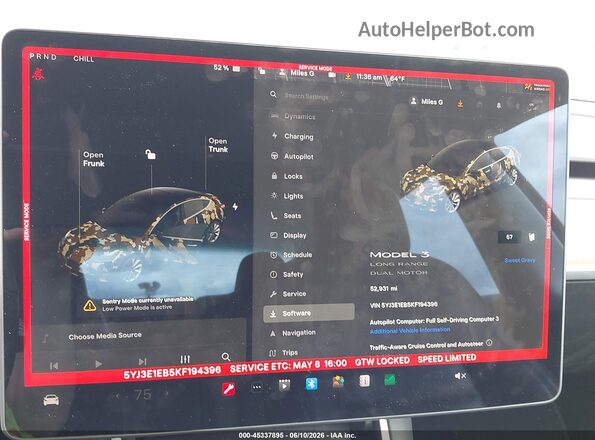 5YJ3E1EB5KF194396 2019 TESLA MODEL 3 Black 