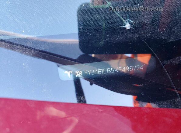 5YJ3E1EB5KF496724 2019 TESLA MODEL Burgundy 