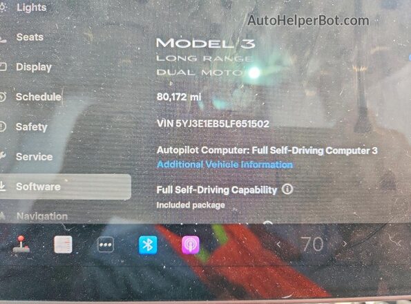5YJ3E1EB5LF651502 2020 TESLA MODEL White 
