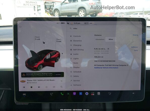 5YJ3E1EB5MF860398 2021 TESLA MODEL 3 Black უკანა სავარძლების ხედი