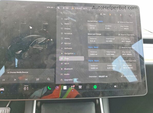5YJ3E1EB6KF191233 2019 TESLA MODEL Black Սարքավորումների վահանակի տեսք