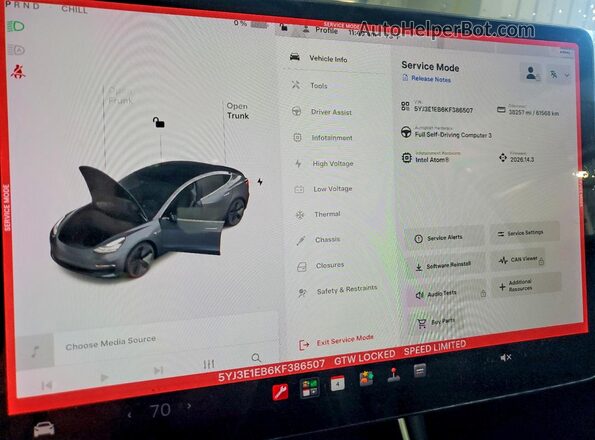 5YJ3E1EB6KF386507 2019 TESLA OTHER Угольный Вид щитка приборов