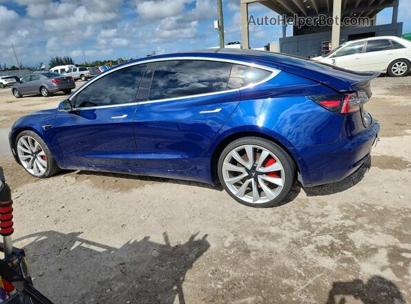 5YJ3E1EB6KF393585 2019 TESLA MODEL Blue უკანა მარცხენა