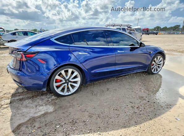 5YJ3E1EB6KF393585 2019 TESLA MODEL Blue უკანა მარჯვენა