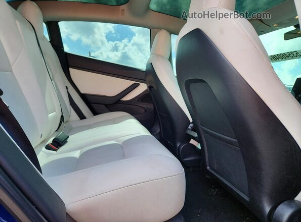 5YJ3E1EB6KF393585 2019 TESLA MODEL Blue უკანა სავარძლების ხედი