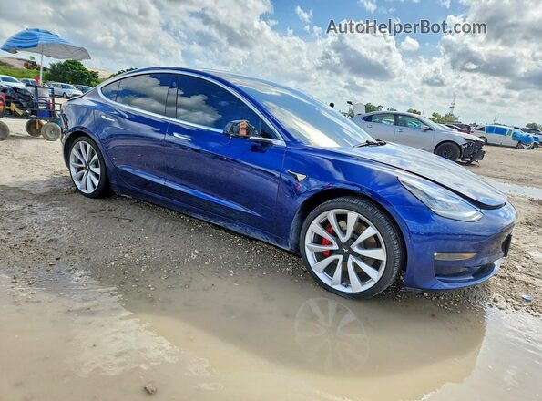 5YJ3E1EB6KF393585 2019 TESLA MODEL Blue წინა მარჯვენა