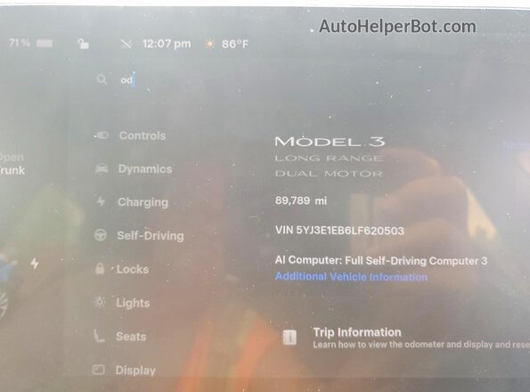 5YJ3E1EB6LF620503 2020 TESLA MODEL Blue 