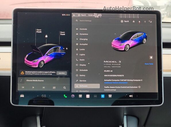5YJ3E1EB6LF638273 2020 TESLA MODEL Blue 