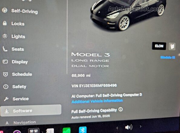 5YJ3E1EB6MF869496 2021 TESLA MODEL Black Widok zestawu wskaźników
