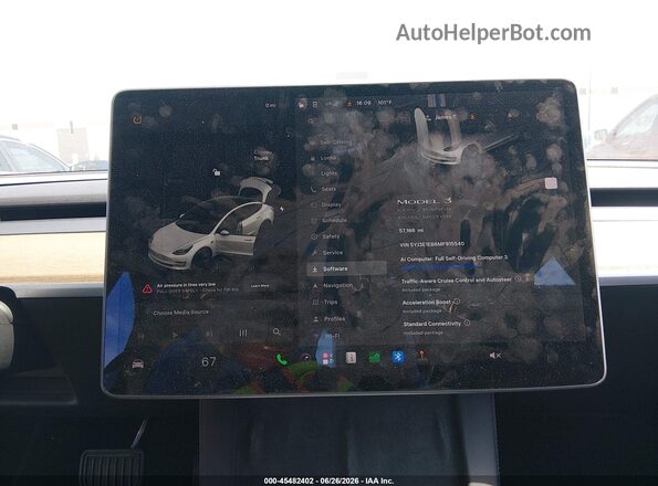 5YJ3E1EB6MF915540 2021 TESLA MODEL 3 White Հետևի նստատեղերի տեսք