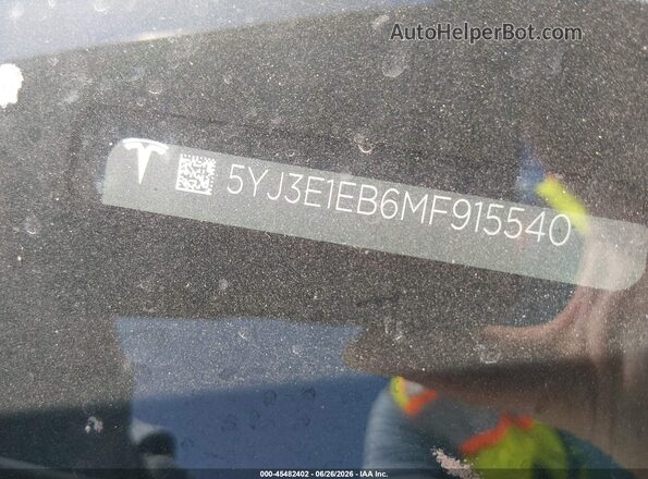 5YJ3E1EB6MF915540 2021 TESLA MODEL 3 White Շարժիչի բաժամունքի տեսք