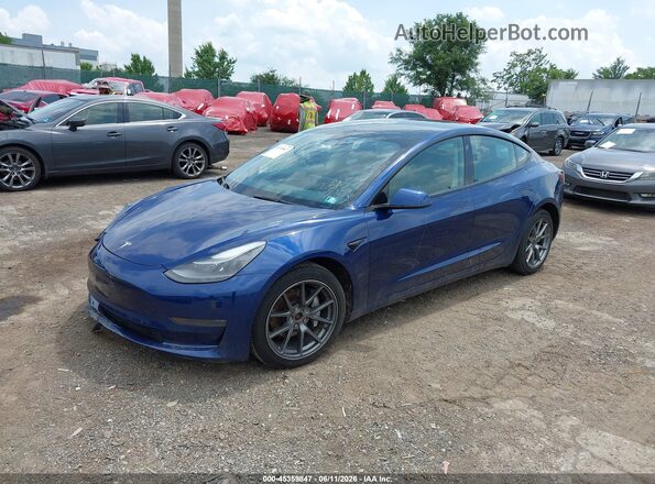 5YJ3E1EB6NF103432 2022 TESLA MODEL 3 Blue წინა მარცხენა ხედი სამი მეოთხედიდან