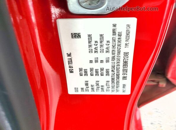 5YJ3E1EB6NF212490 2022 TESLA MODEL Красный Вид подкапотного пространства