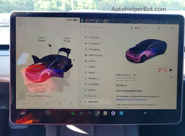 5YJ3E1EB6NF272897 2022 TESLA MODEL Черный Вид щитка приборов
