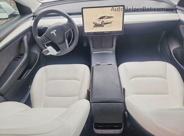 5YJ3E1EB6NF359893 2022 TESLA MODEL 3 White Dashboard view