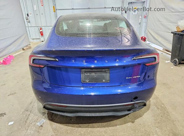 5YJ3E1EB6SF020563 2025 TESLA MODEL Blue Вид ззаду