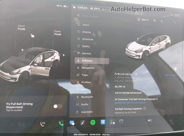5YJ3E1EB7MF903333 2021 TESLA MODEL 3 White Вид задніх сидінь