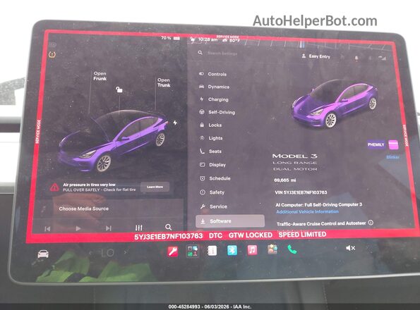 5YJ3E1EB7NF103763 2022 TESLA MODEL 3 White 