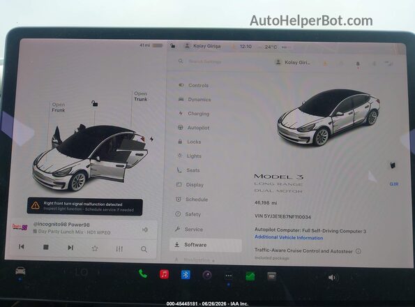 5YJ3E1EB7NF110034 2022 TESLA MODEL 3 Black Вид задніх сидінь