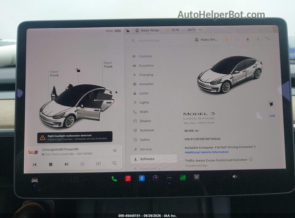 5YJ3E1EB7NF110034 2022 TESLA MODEL 3 Black 