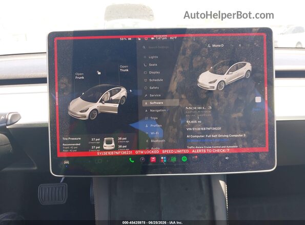 5YJ3E1EB7NF136231 2022 TESLA MODEL 3 Белый 