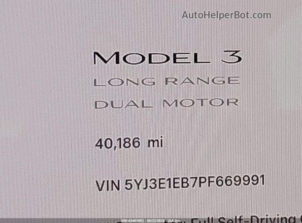 5YJ3E1EB7PF669991 2023 TESLA MODEL 3 Серый Вид задних сидений