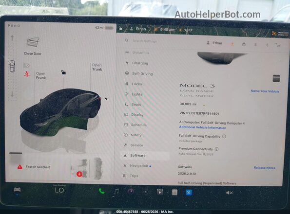 5YJ3E1EB7RF844601 2024 TESLA MODEL 3 Черный Вид задних сидений