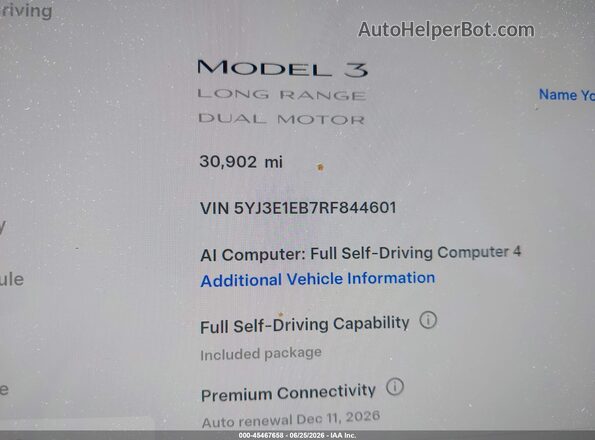 5YJ3E1EB7RF844601 2024 TESLA MODEL 3 Черный 