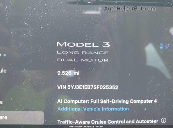 5YJ3E1EB7SF025352 2025 TESLA MODEL 3 Gray 
