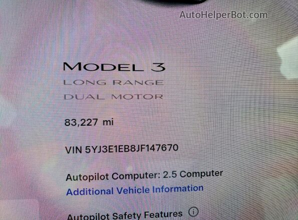 5YJ3E1EB8JF147670 2018 TESLA MODEL Blue Instrument cluster view