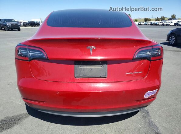5YJ3E1EB8KF432869 2019 TESLA MODEL Red უკანა ხედი