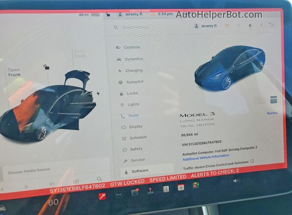 5YJ3E1EB8LF647802 2020 TESLA OTHER Черный Вид щитка приборов