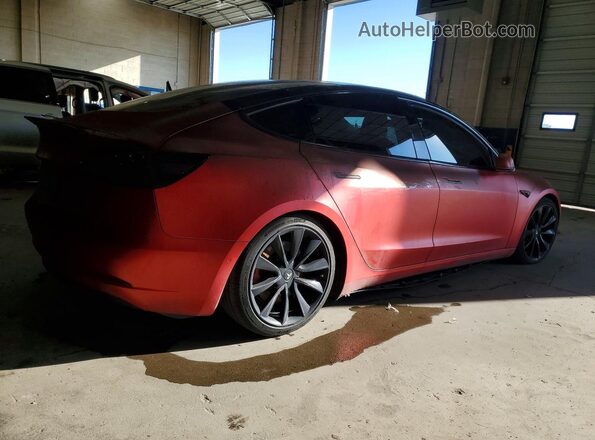 5YJ3E1EB8LF667046 2020 TESLA MODEL Red Rear right