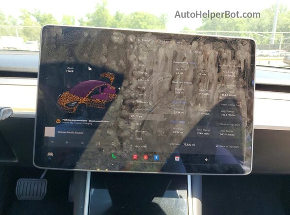 5YJ3E1EB8LF734874 2020 TESLA MODEL Black ხელსაწყოთა პანელის ხედი