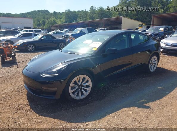 5YJ3E1EB8NF189813 2022 TESLA MODEL 3 Black Առջևի ձախ երեք քառորդ տեսարան